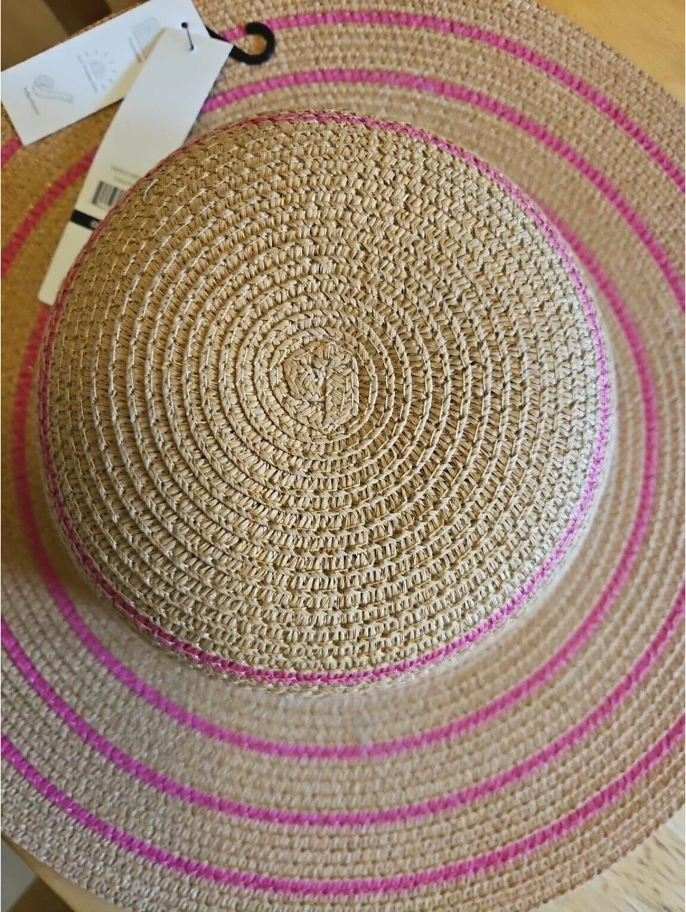 Nicole Miller New York Sun Hat Womens Tan Pink Wide Brim Packable NWT One Size